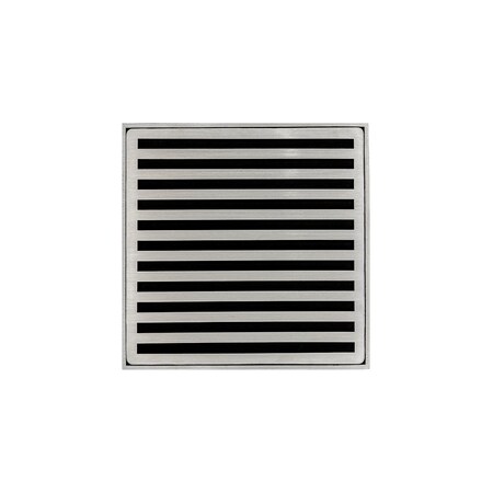 Infinity Drain 5"x5"Strainer W/Lines DecPlate and 2"Throat-SatinStainless -ND5 N_5_SS